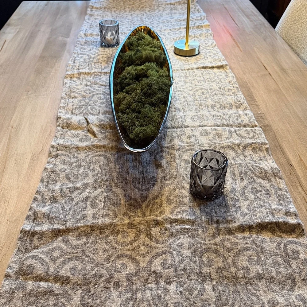 Elegant Gray Patterned table runner - extra long